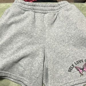 Gray self love club butterfly shorts